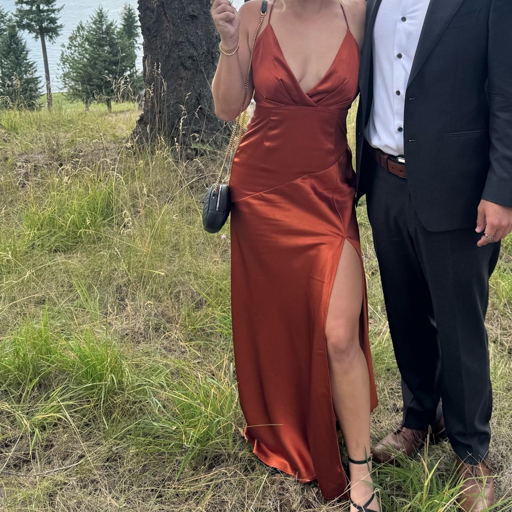 Elegant Rust Orange Dress